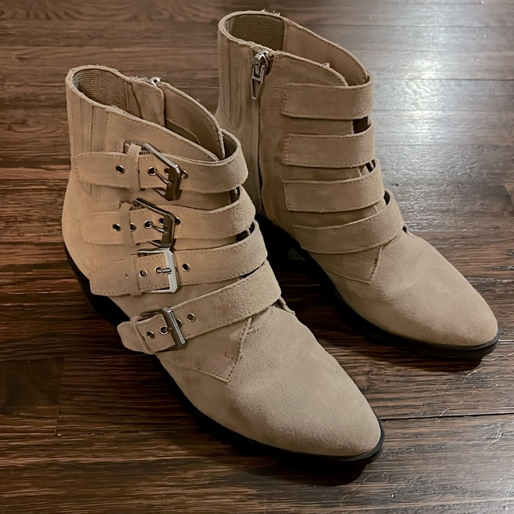 Dolce Vita Beige Strappy Ankle Booties
